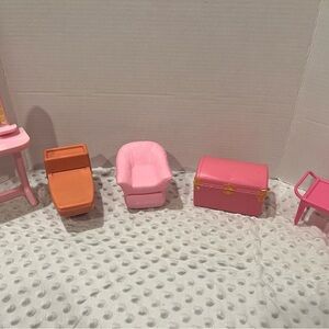 Vintage Barbie Dollhouse Furniture Set - Pink and Orange.